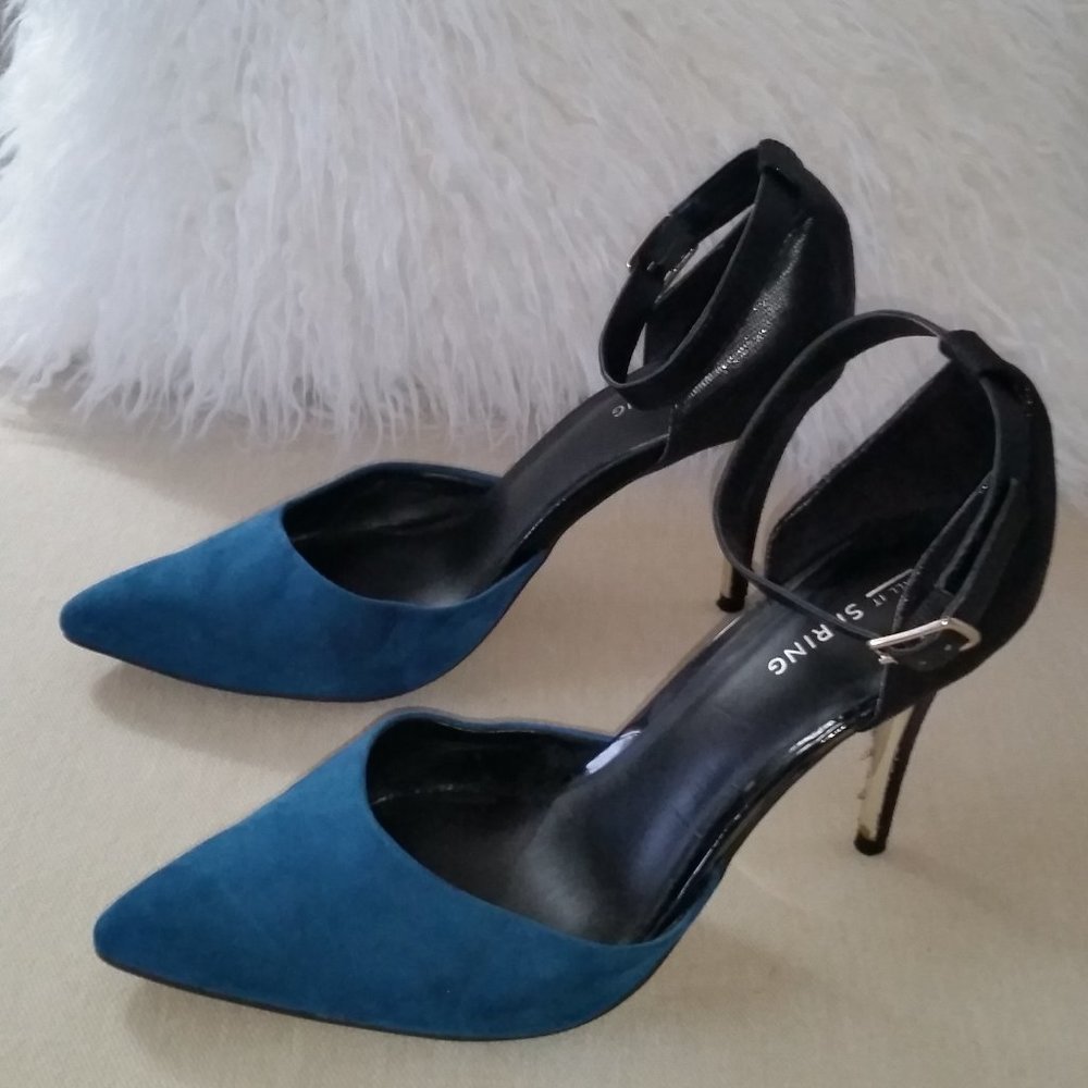 Call it Spring teale suede heels